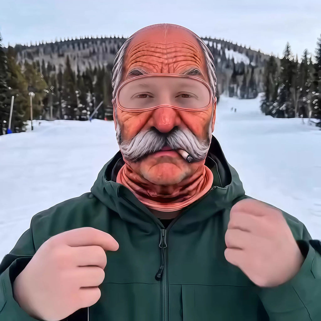 3D Realistic Old Man Print Funny Ski Face Cover Winter Windproof Cycling Full Face Mask