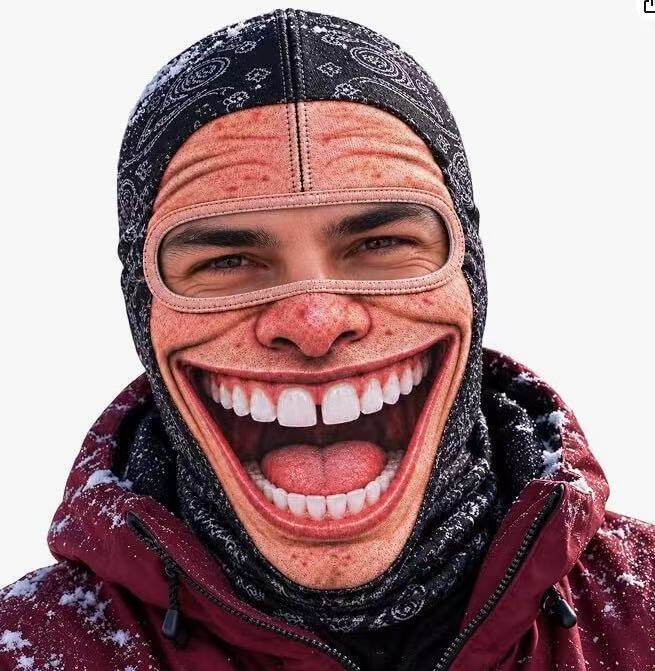 3D Realistic Old Man Print Funny Ski Face Cover Winter Windproof Cycling Full Face Mask