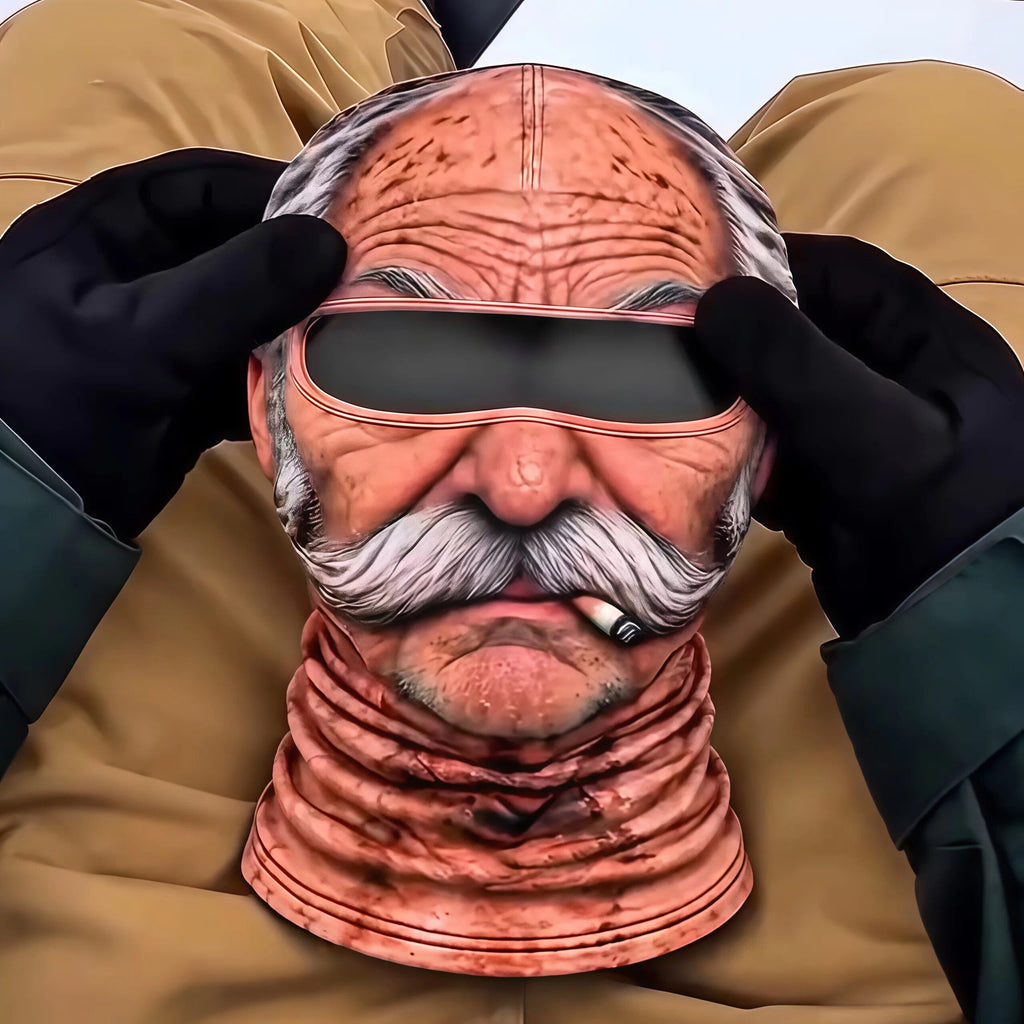 3D Realistic Old Man Print Funny Ski Face Cover Winter Windproof Cycling Full Face Mask