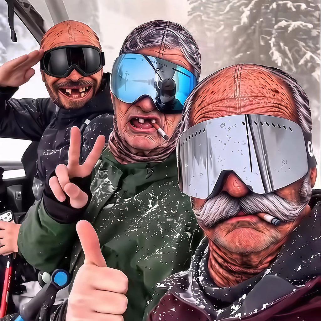 3D Realistic Old Man Print Funny Ski Face Cover Winter Windproof Cycling Full Face Mask