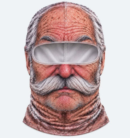 3D Realistic Old Man Print Funny Ski Face Cover Winter Windproof Cycling Full Face Mask
