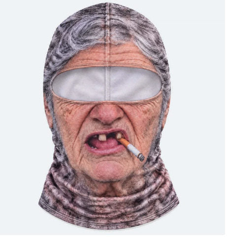 3D Realistic Old Man Print Funny Ski Face Cover Winter Windproof Cycling Full Face Mask